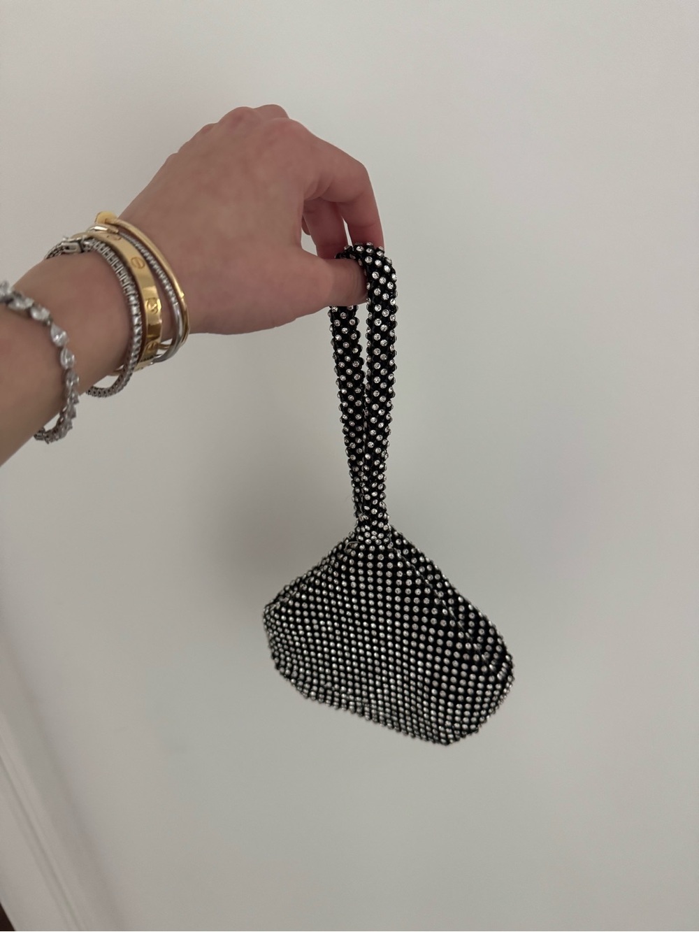 Black Rhinestone Wristlet Bag